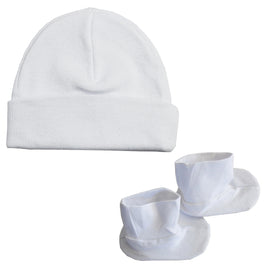 Bambini Cap & Bootie Set - White